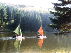 Catamaran tour on the Silva river on a spring evening